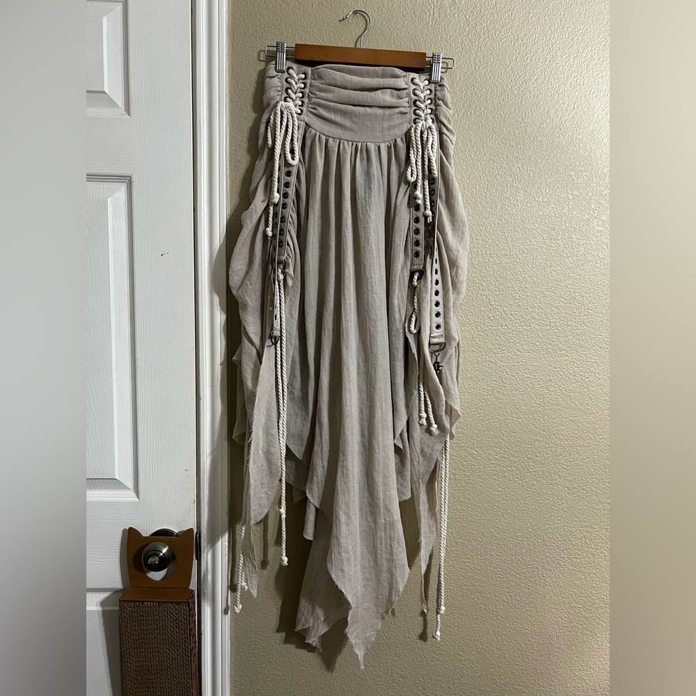 Darker Wavs Beige Skirt - Size S - Dollskill
